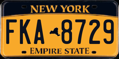 NY license plate FKA8729