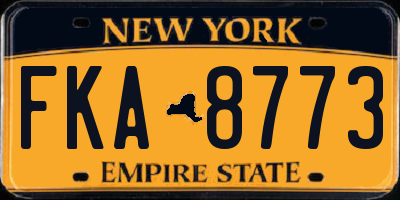 NY license plate FKA8773