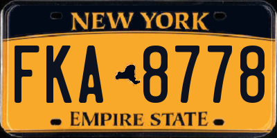 NY license plate FKA8778