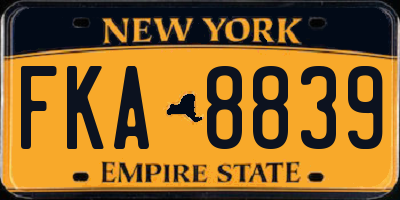 NY license plate FKA8839