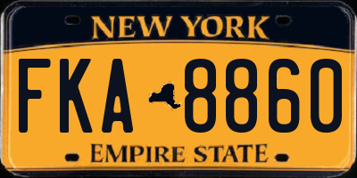 NY license plate FKA8860
