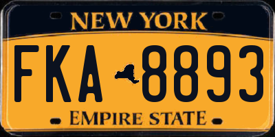 NY license plate FKA8893