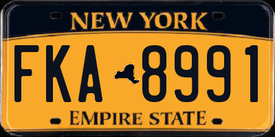 NY license plate FKA8991