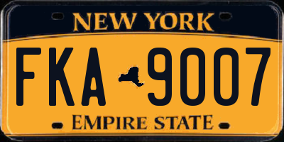 NY license plate FKA9007