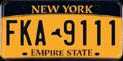 NY license plate FKA9111