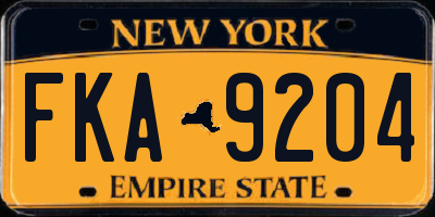 NY license plate FKA9204