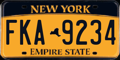 NY license plate FKA9234