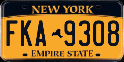 NY license plate FKA9308