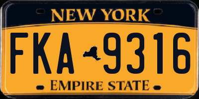 NY license plate FKA9316