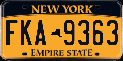 NY license plate FKA9363