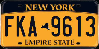 NY license plate FKA9613