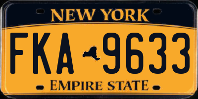 NY license plate FKA9633
