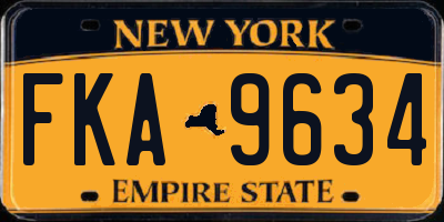 NY license plate FKA9634