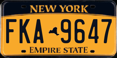 NY license plate FKA9647