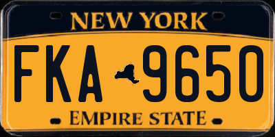 NY license plate FKA9650