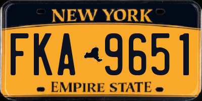 NY license plate FKA9651