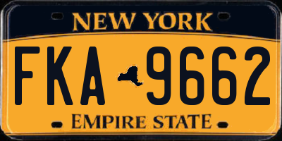 NY license plate FKA9662