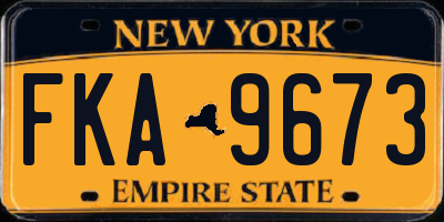 NY license plate FKA9673
