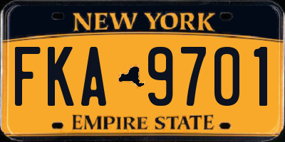 NY license plate FKA9701