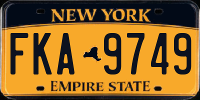 NY license plate FKA9749