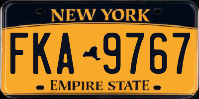 NY license plate FKA9767