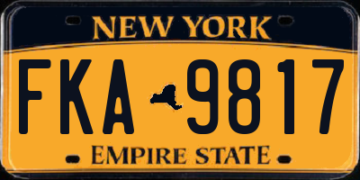 NY license plate FKA9817