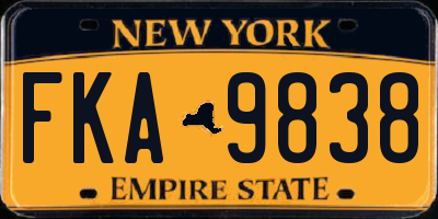 NY license plate FKA9838