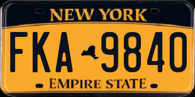 NY license plate FKA9840
