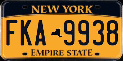 NY license plate FKA9938