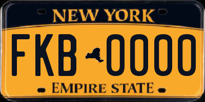 NY license plate FKB0000