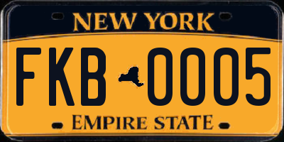 NY license plate FKB0005