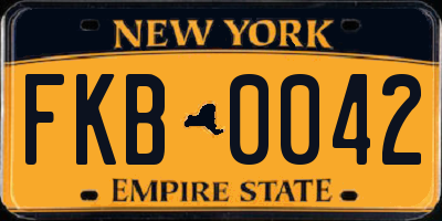 NY license plate FKB0042