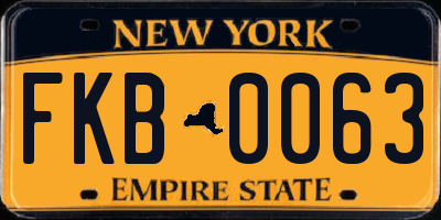 NY license plate FKB0063