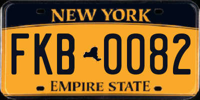 NY license plate FKB0082