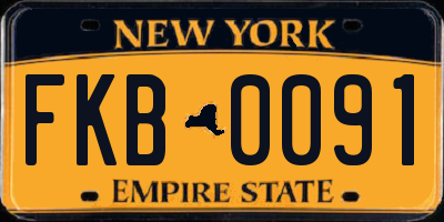 NY license plate FKB0091