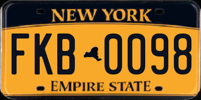 NY license plate FKB0098