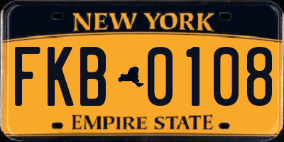 NY license plate FKB0108