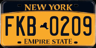 NY license plate FKB0209