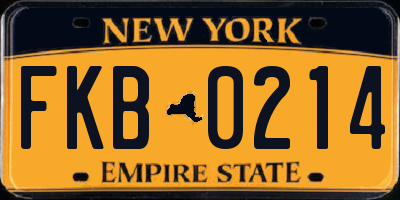 NY license plate FKB0214