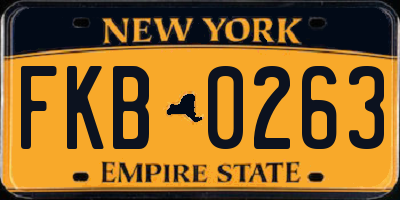 NY license plate FKB0263