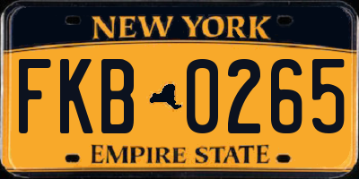 NY license plate FKB0265