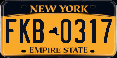 NY license plate FKB0317