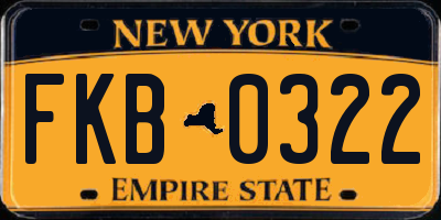 NY license plate FKB0322