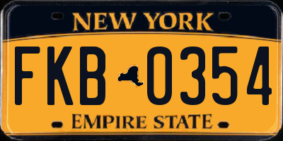 NY license plate FKB0354