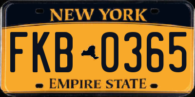 NY license plate FKB0365