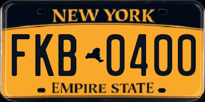 NY license plate FKB0400
