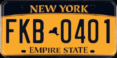 NY license plate FKB0401
