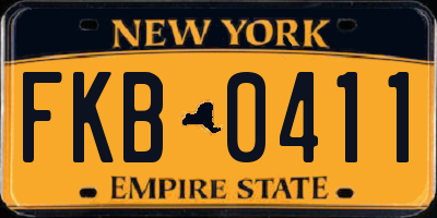 NY license plate FKB0411