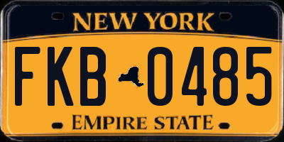 NY license plate FKB0485