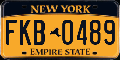 NY license plate FKB0489